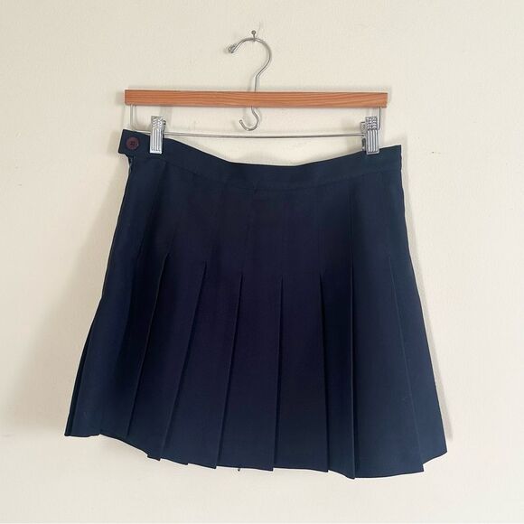 American Apparel Navy Pleated Tennis Skater Mini Skirt L - Picture 8 of 10